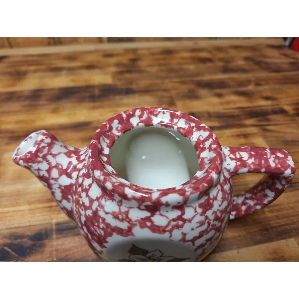Roseville Rose Spongeware Pottery Workshops of Gerald Henn Mini Tea Pot‎